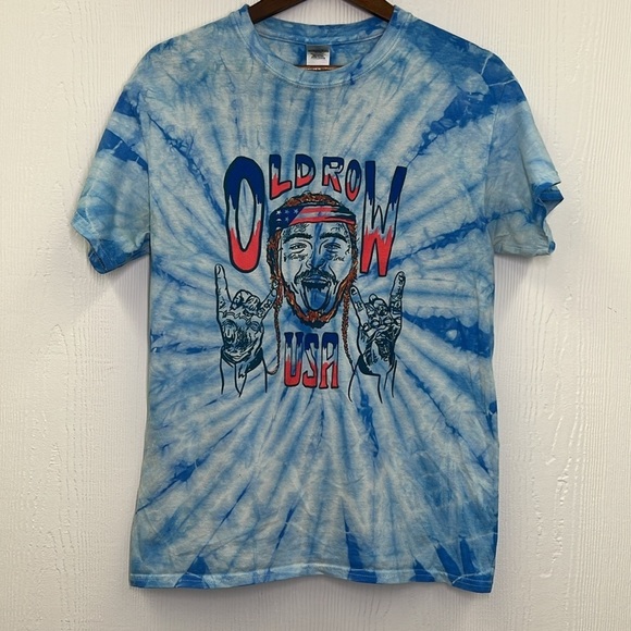 Colortone - Post Malone Old Row USA Graphic Blue Tie Died T Shirt Size Medium - Picture 6 of 8